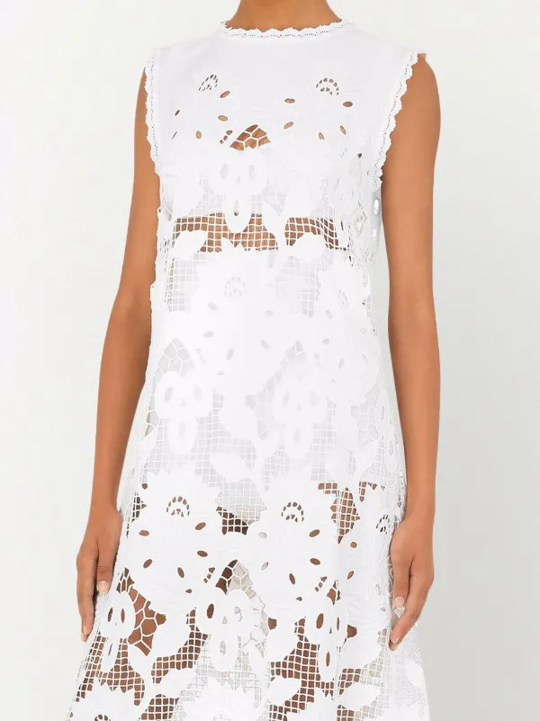 Dolce & Gabbana ハイウエスト レースパネル スカート ホワイト Long lace dress with corset detailing in White for Women