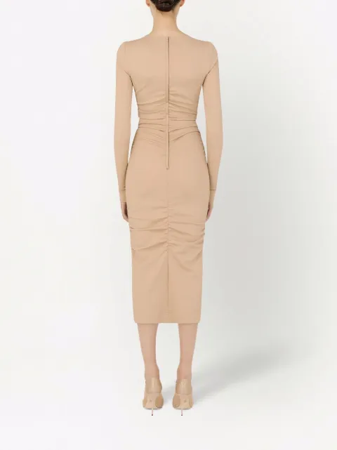 Dolce & Gabbana draped-detail midi dress F6ZR8TFUGKF - 3
