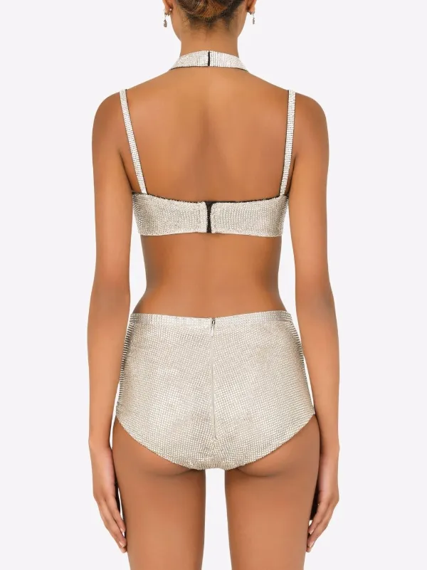 Dolce & Gabbana Crystal Mesh Bandeau Top | Silver | FARFETCH