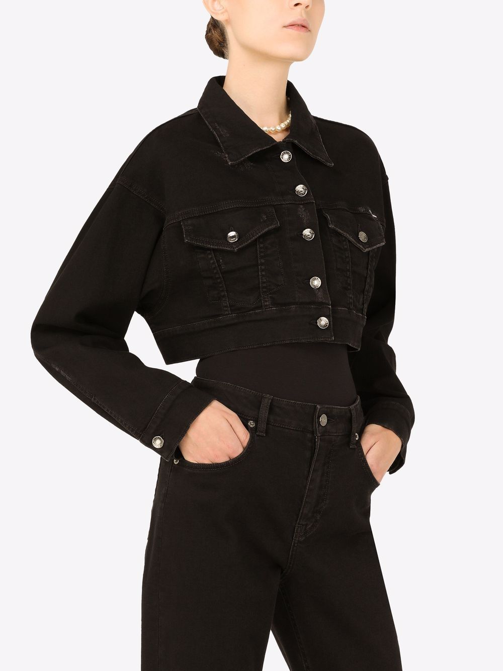 Denim jacket 2024 black cropped