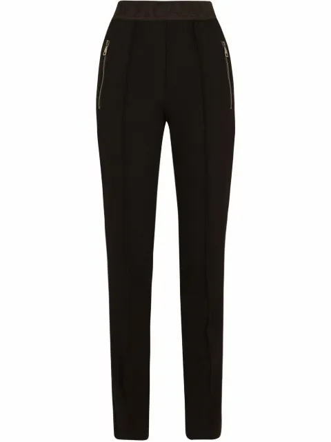 Dolce & Gabbana logo-waistband slim-cut trousers