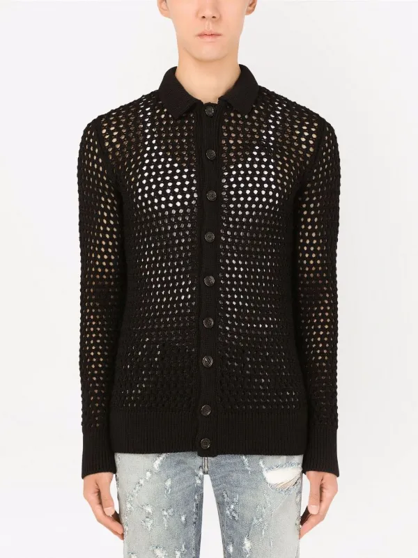 ドルチェアンドガッバーナ ウール リブニットカーディガン ブラック Dolce & Gabbana リブニット カーディガン | ブラック | FARFETCH JP