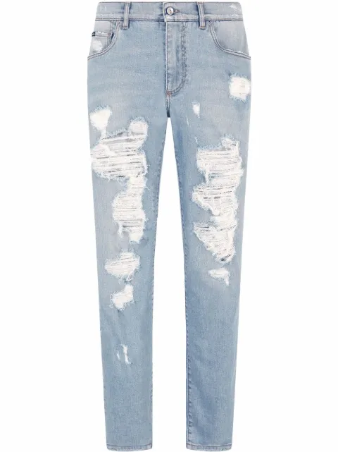 Dolce & Gabbana distressed straight-leg jeans