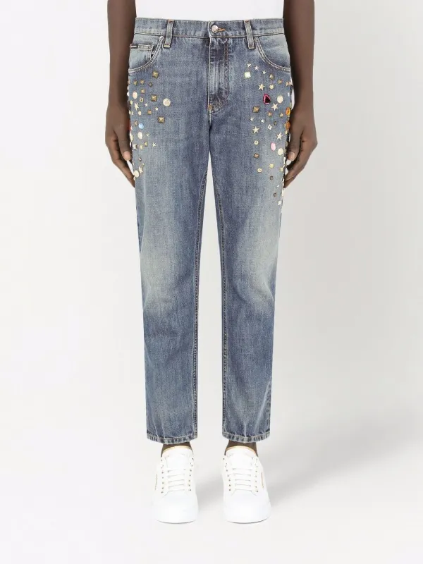 【関税＆送料込み】Dolce & Gabbana 'Amber' Light Blue Jeans Skinny stretch cotton jeans with tag in Multicolor for Men