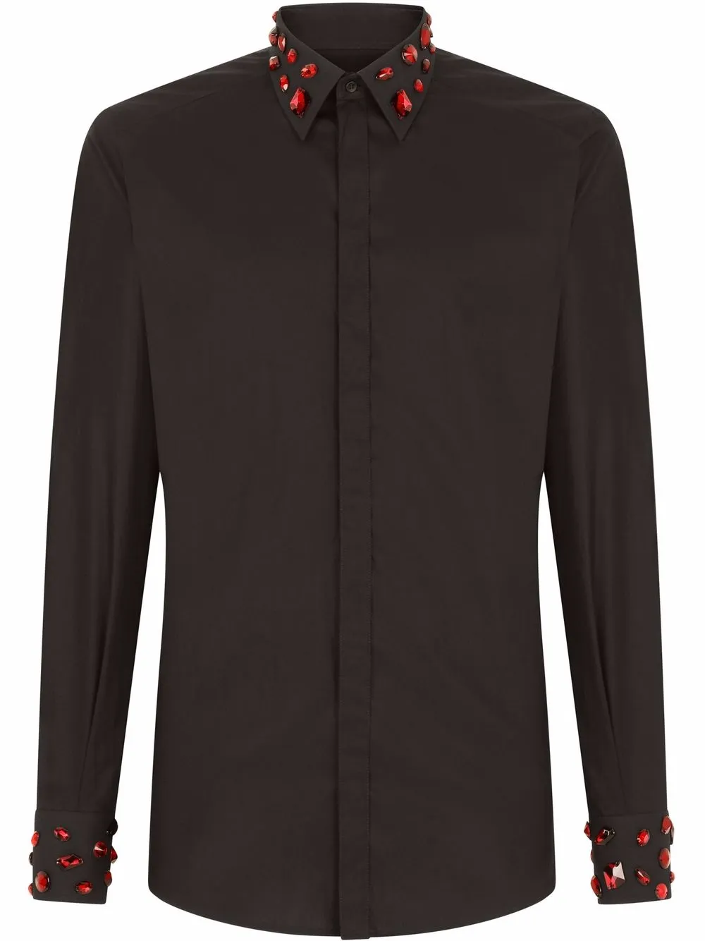 

Dolce & Gabbana crystal-embellished poplin shirt - Black