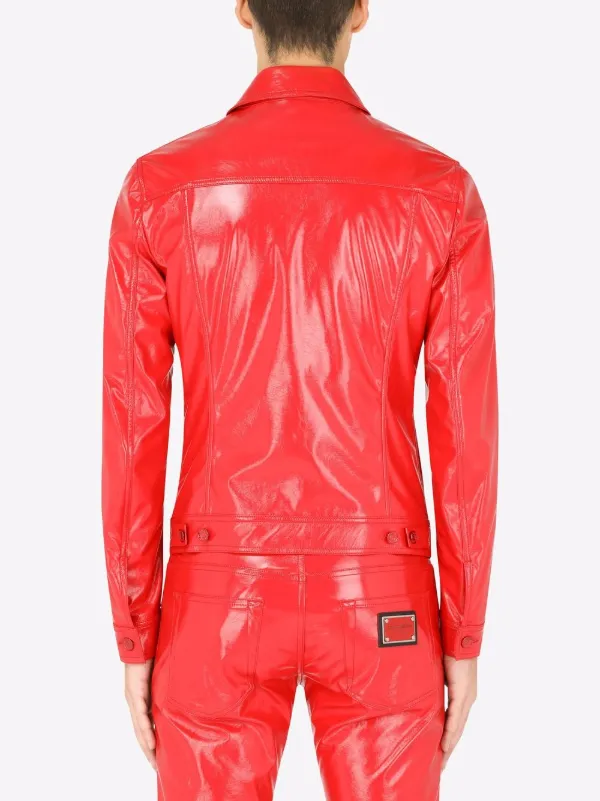 Dolce \u0026 Gabbana faux-leather button-up 