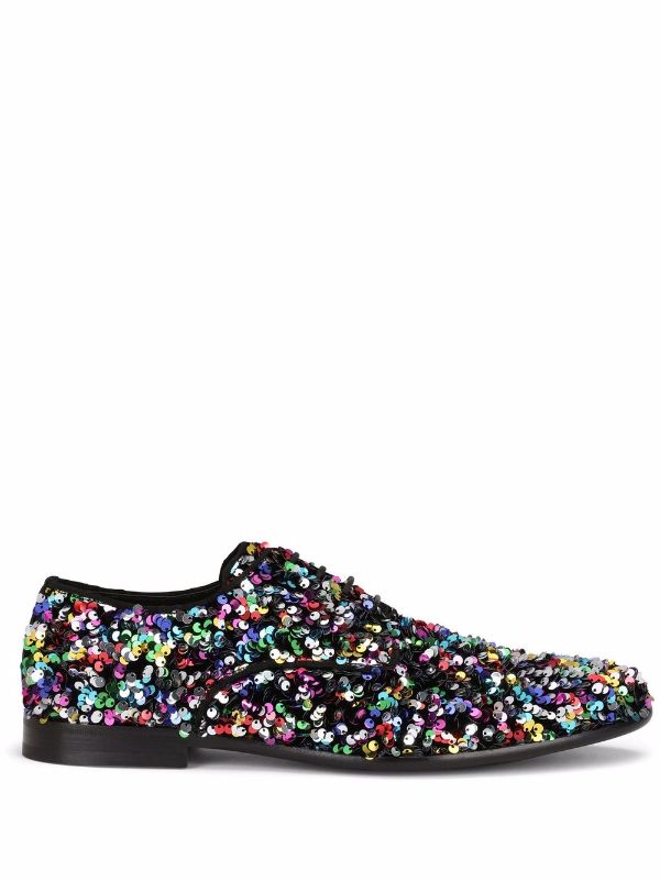 Shop Dolce & Gabbana sequin-embellished lace-up shoes with Express Delivery  - FARFETCH