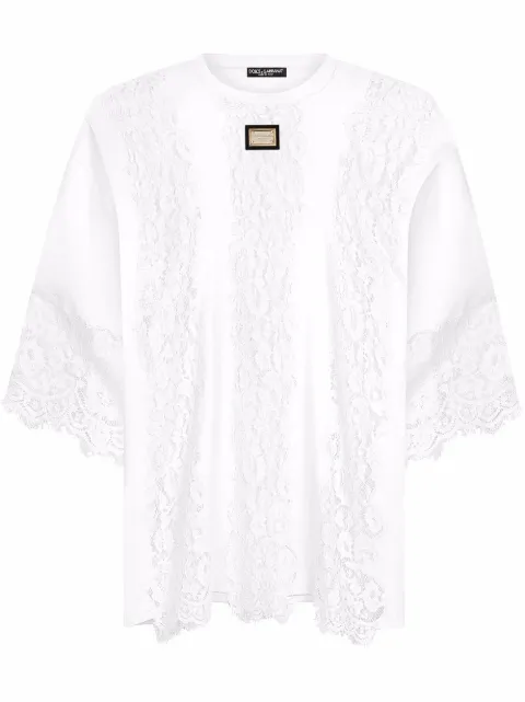 Dolce & Gabbana playera manga corta con detalle de encaje