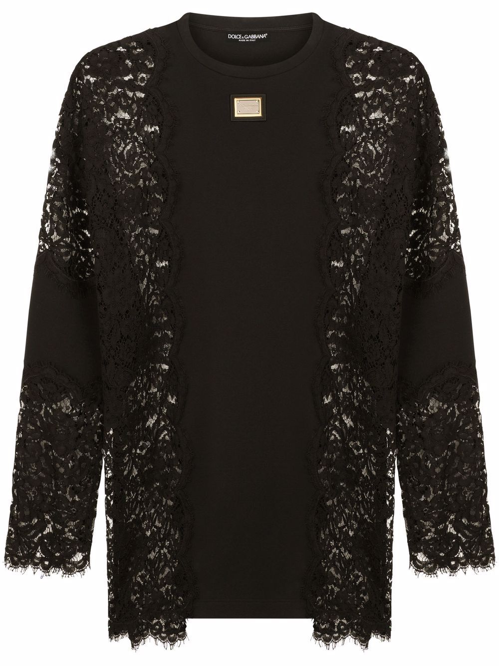 Dolce & Gabbana lace-detail long-sleeve T-shirt – Black