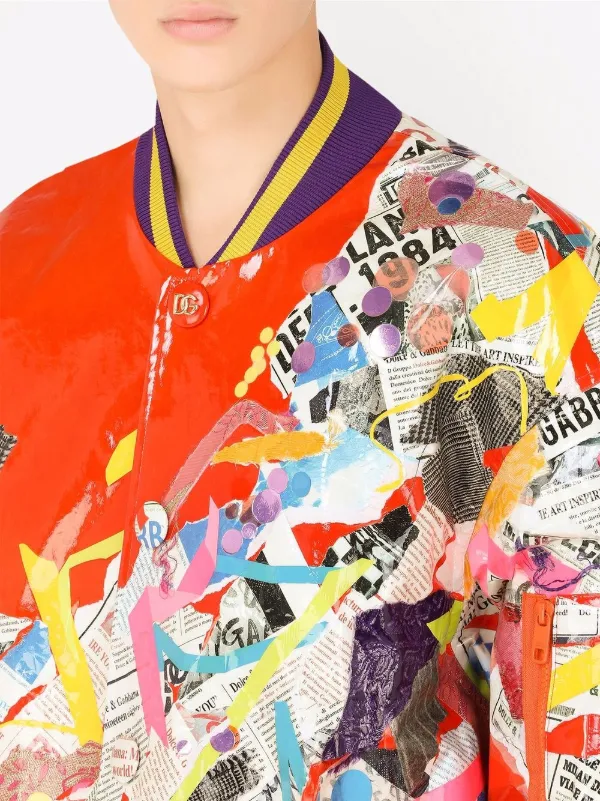 Dolce & Gabbana newspaper-print graffiti-style Bomber Jacket