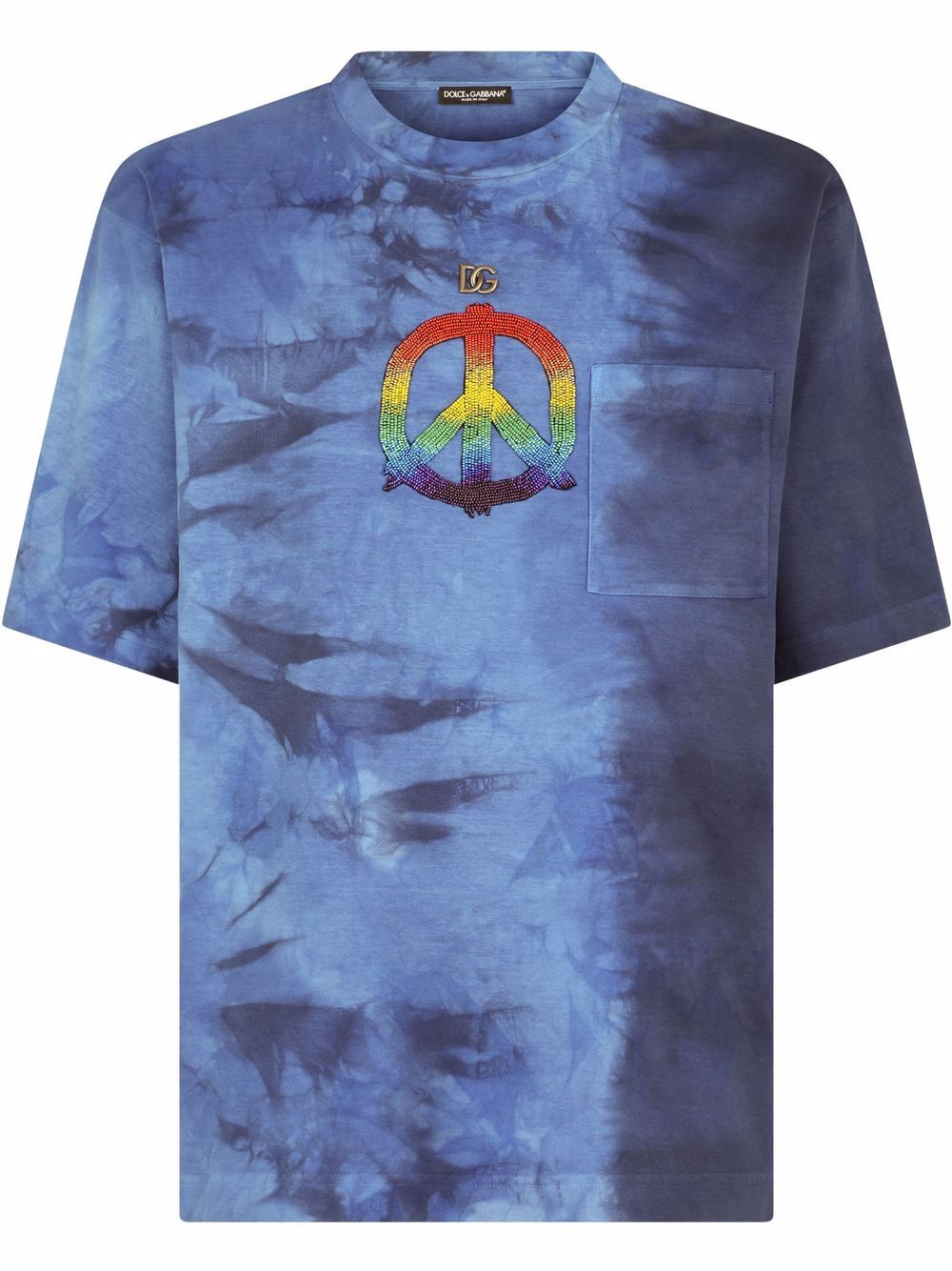 

Dolce & Gabbana tie-dye peace sign T-shirt - Blue