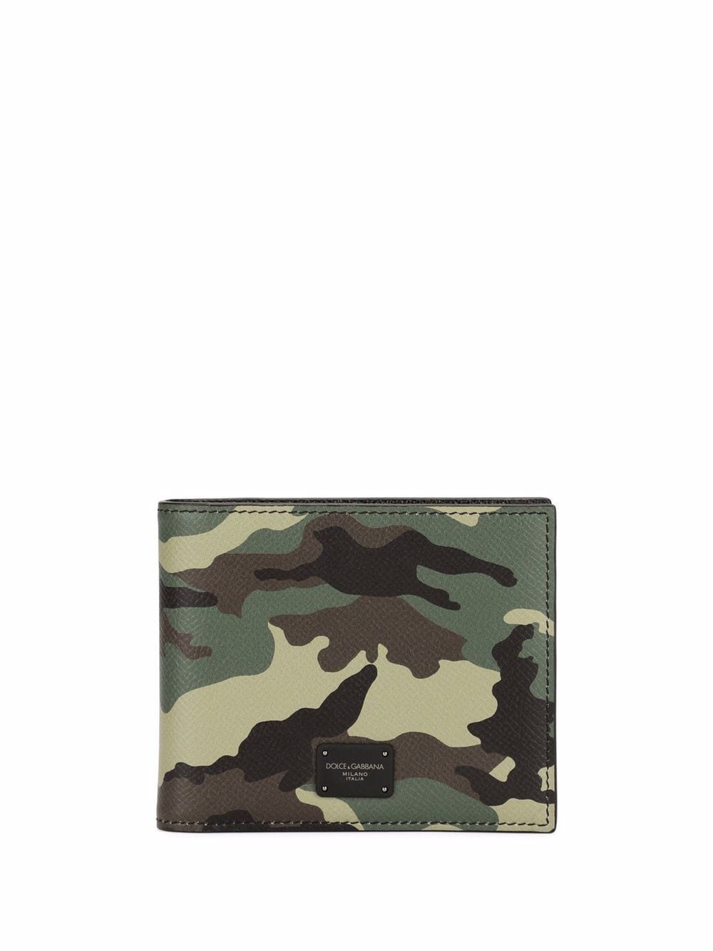 DOLCE & GABBANA Camouflage Dauphine Leather Wallet with DG Logo Gray Khaki  09802