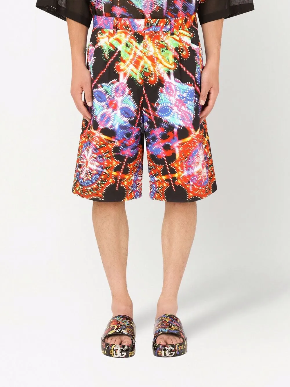 Dolce & Gabbana Blue Statue Print Cotton Mens Shorts main image 1