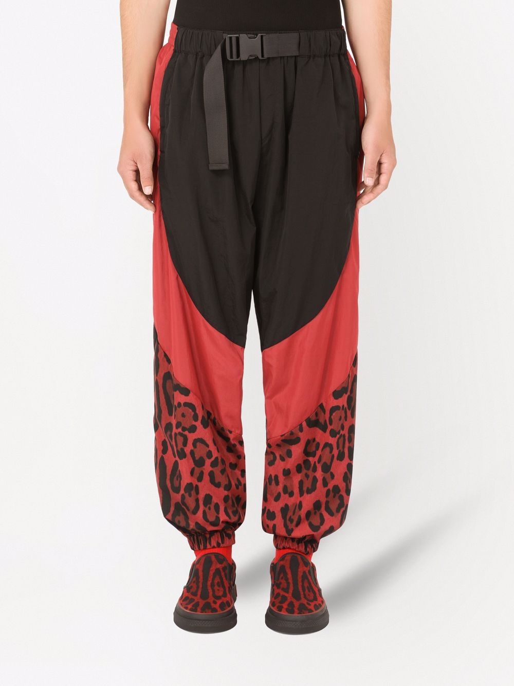 Shop Dolce & Gabbana Panelled Leopard-print Trousers In Black