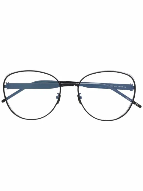 Saint Laurent Eyewear polished-effect round-frame glasses