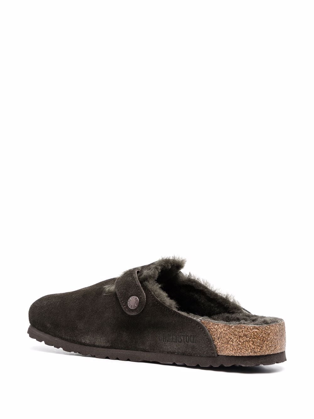 Shop Birkenstock Boston Shearling-trimmed Suede Slippers In Brown