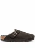 Birkenstock Boston shearling-trimmed suede slippers - Brown