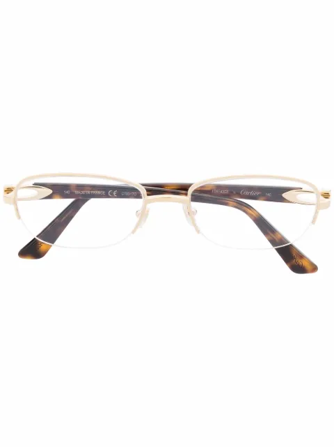 Cartier Eyewear oval-frame tortoiseshell-effect glasses
