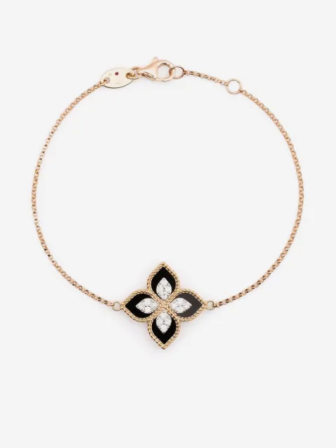 Roberto Coin 18kt rose gold Princess Flower diamond and jade bracelet