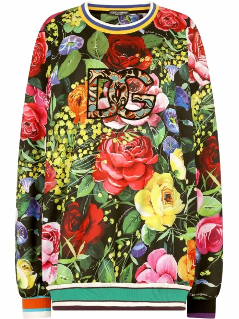 Dolce & Gabbana سويت شيرت بشعار وطبعة زهور