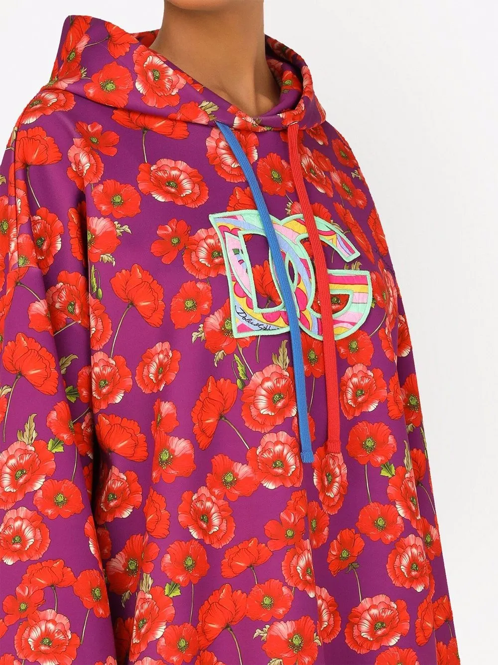 фото Dolce & gabbana poppy-print logo hoodie