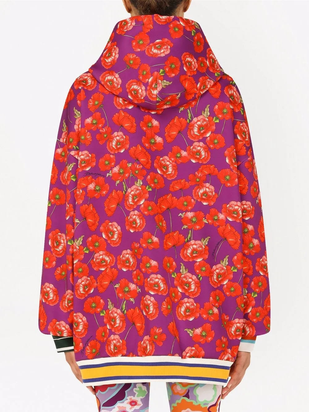 фото Dolce & gabbana poppy-print logo hoodie