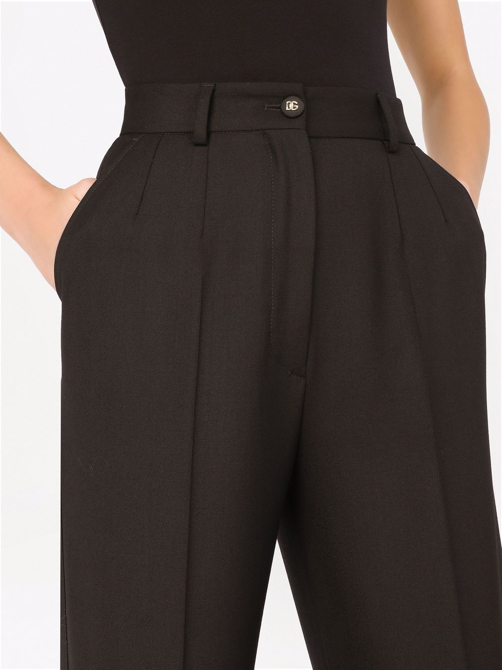 Shop Dolce & Gabbana Wool Palazzo Trousers In Schwarz