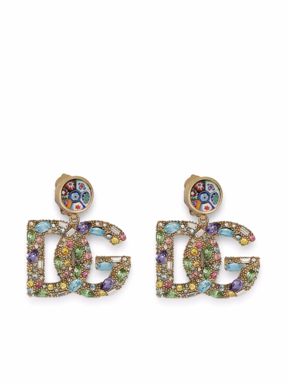 

Dolce & Gabbana embellished logo-plaque earrings - Gold