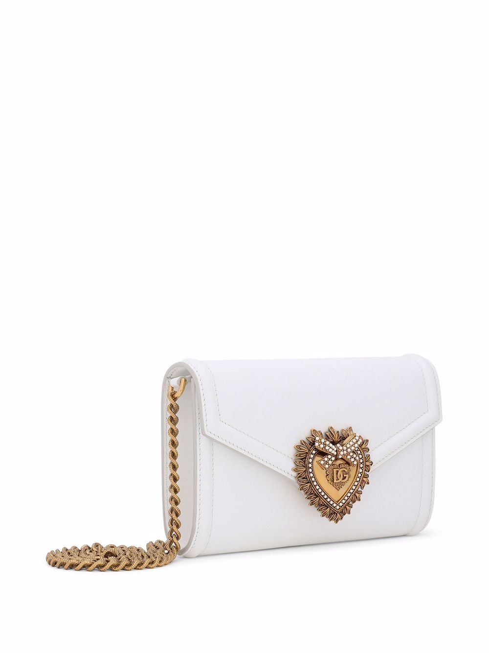 Shop Dolce & Gabbana Mini Devotion Envelope Clutch Bag In White