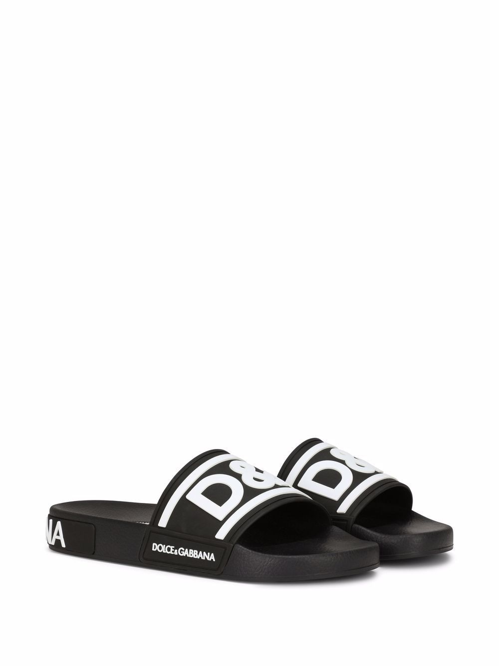 Dolce & Gabbana Slippers met logobandje - Zwart