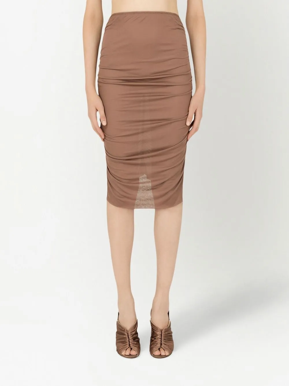  Dolce & Gabbana Draped-detail Midi Skirt - Brown 