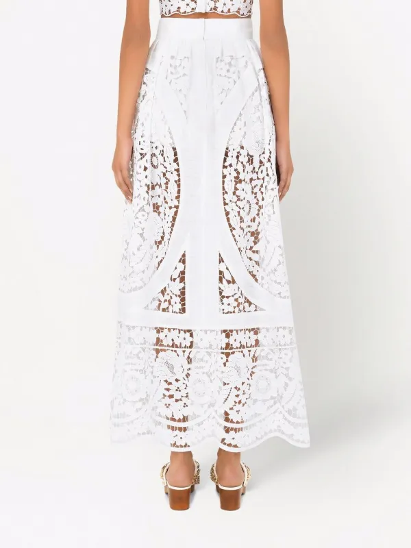 Dolce & Gabbana Embroidered Maxi Skirt | White | FARFETCH