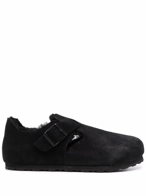 Birkenstock logo-print suede slippers