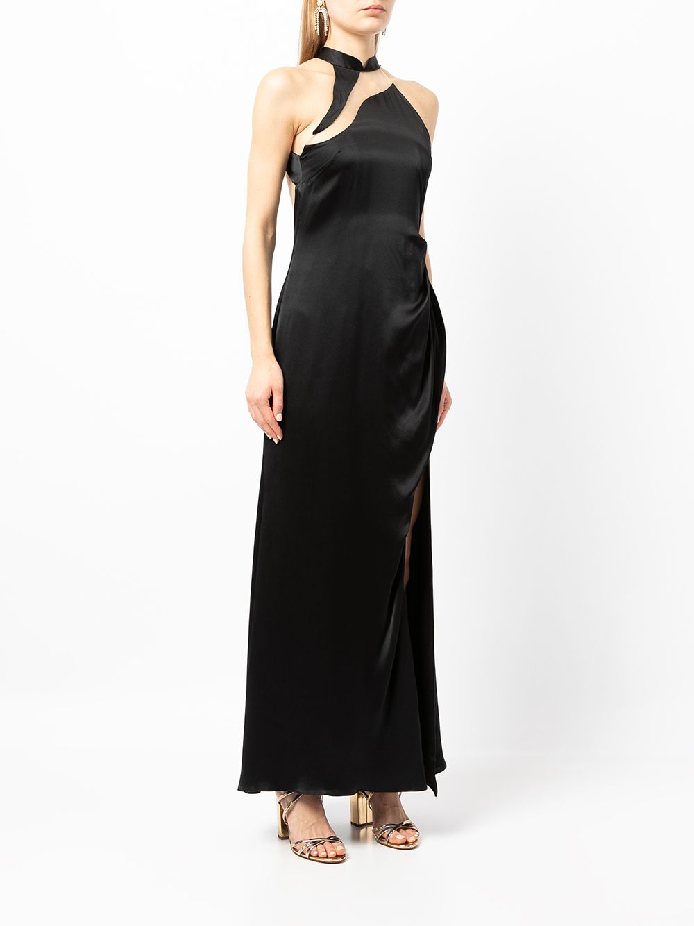 Lisa Von Tang mandarin-collar silk-blend Gown - Farfetch