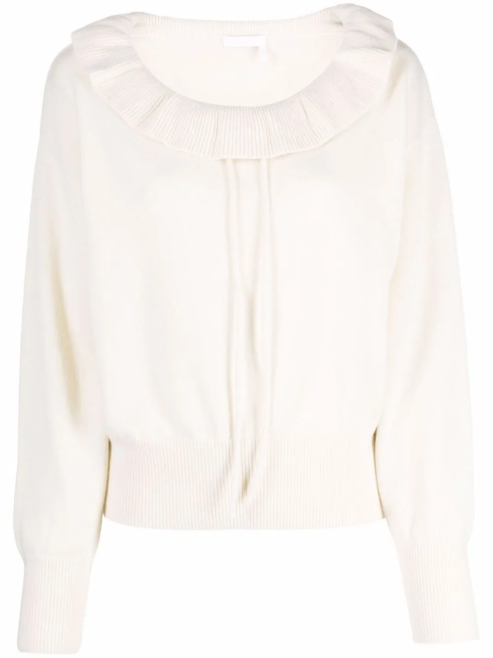 

See by Chloé ruffle-collar wool jumper - White