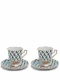 La DoubleJ abstract-print espresso cup (set of two) - Blue