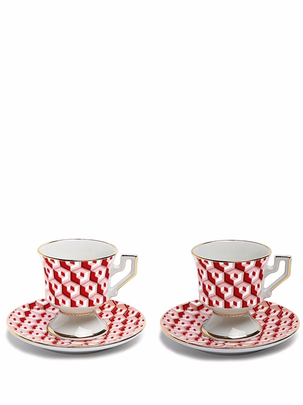 La DoubleJ abstract porcelain espresso cups (set of two) - Red