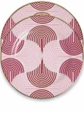 La DoubleJ line-graphic porcelain dessert plates (set of two) - Red