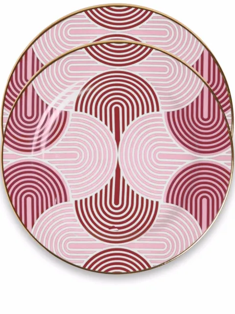 La DoubleJ line-graphic porcelain dessert plates (set of two)