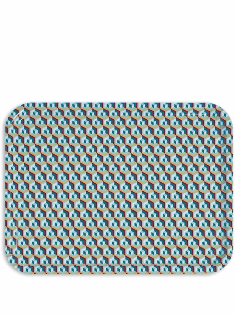 La DoubleJ geometric-print rectangular tray