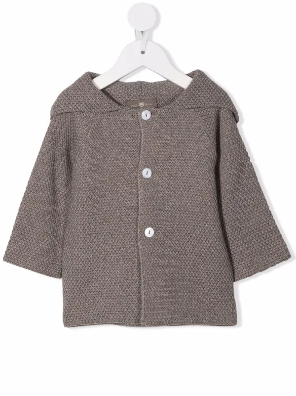 Little Bear tassel-hood Wool-knit Jacket - Neutrals
