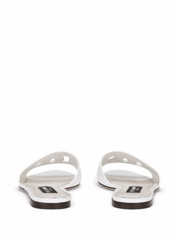 Dolce & Gabbana DG Logo Leather Sandals | White | FARFETCH