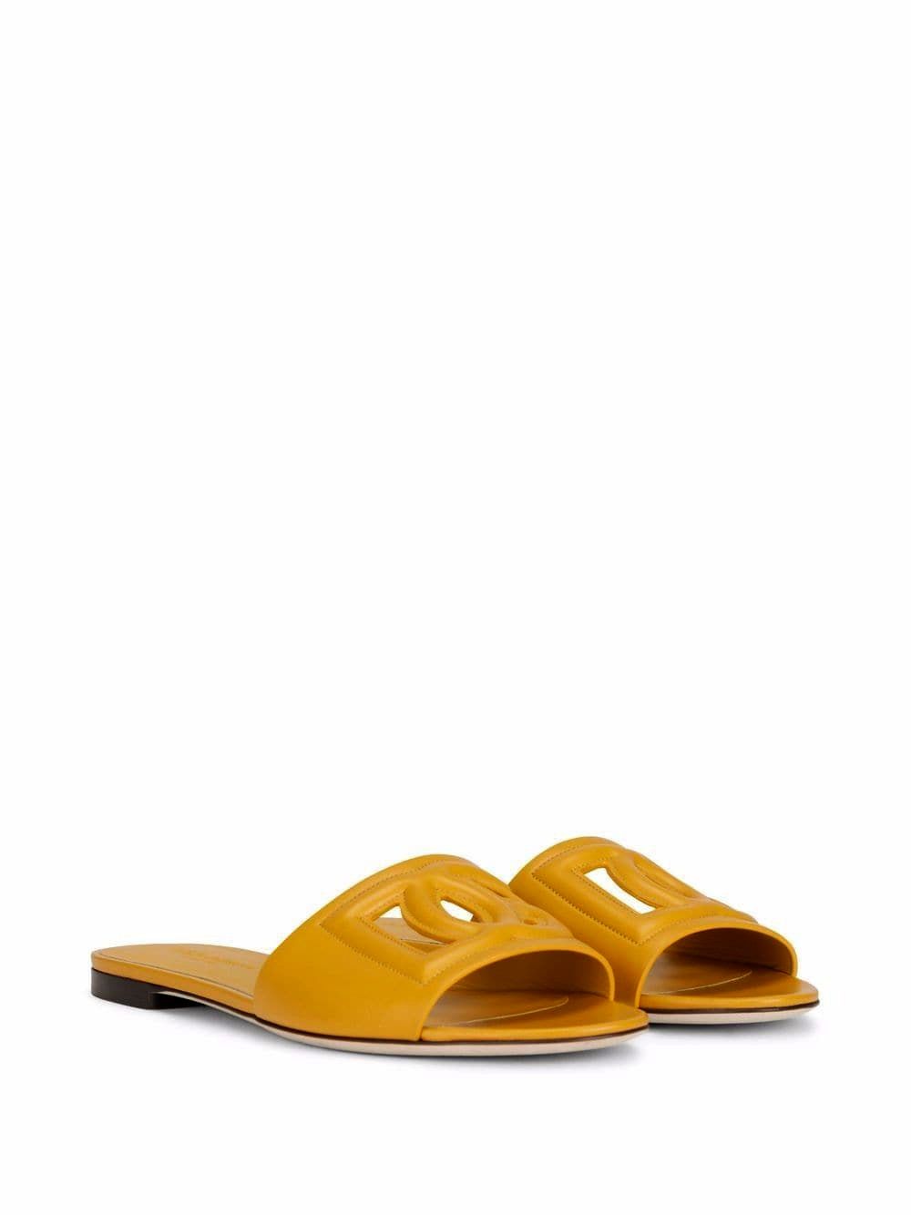 Dolce & Gabbana DG-logo leather sandals - Yellow