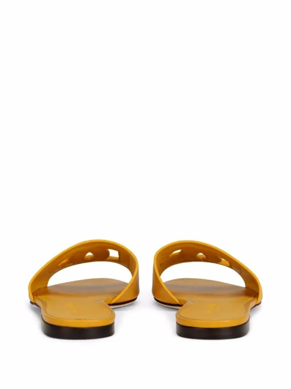 Dolce & Gabbana DG Logo Leather Sandals | Yellow | FARFETCH