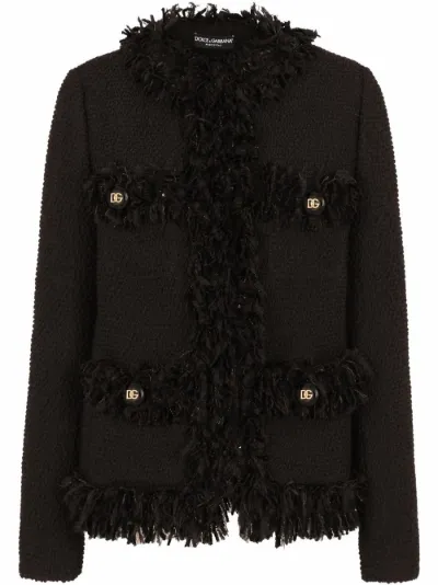 frayed edge tweed jacket | Dolce 