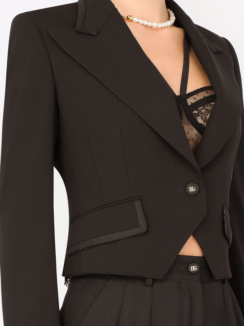 Shop Dolce & Gabbana Cordonetto-lace Cropped Blazer In Black