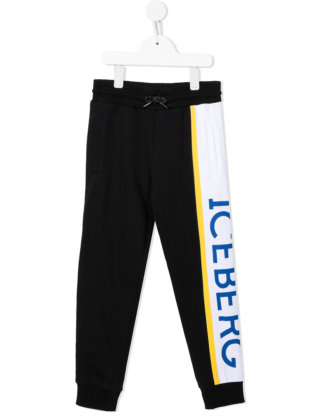 iceberg kids pantalon de jogging à logo imprimé - noir