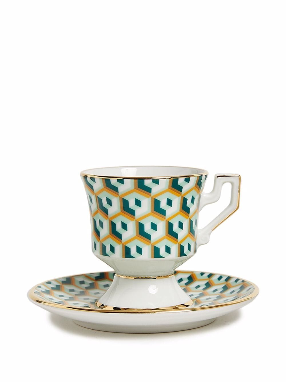 Shop La Doublej Abstract Porcelain Espresso Cups (set Of Two) In 绿色