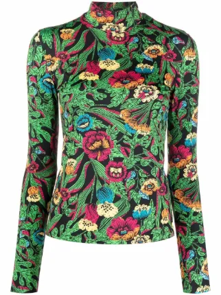 Floral turtleneck clearance top