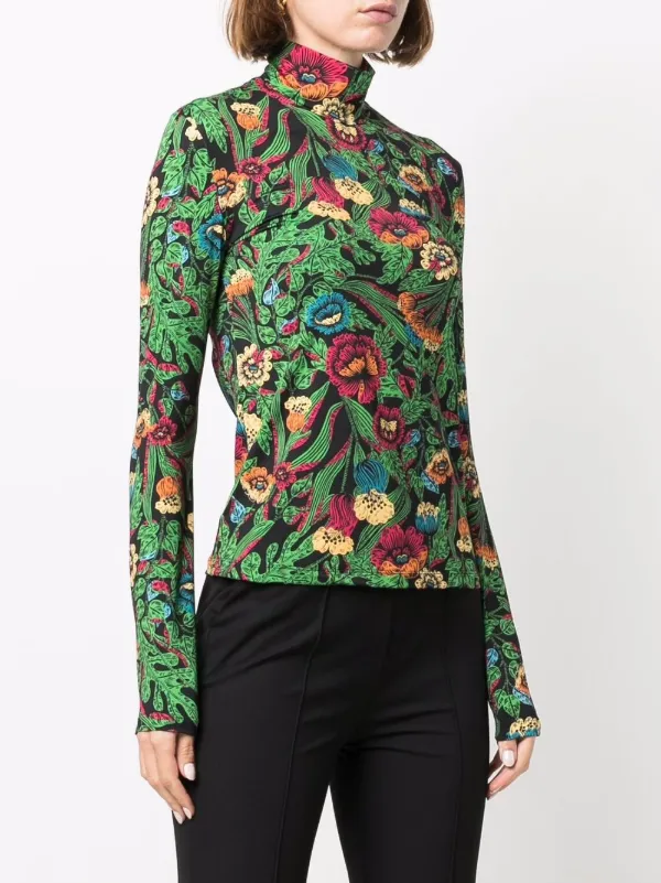 Shop La DoubleJ floral-print turtleneck 